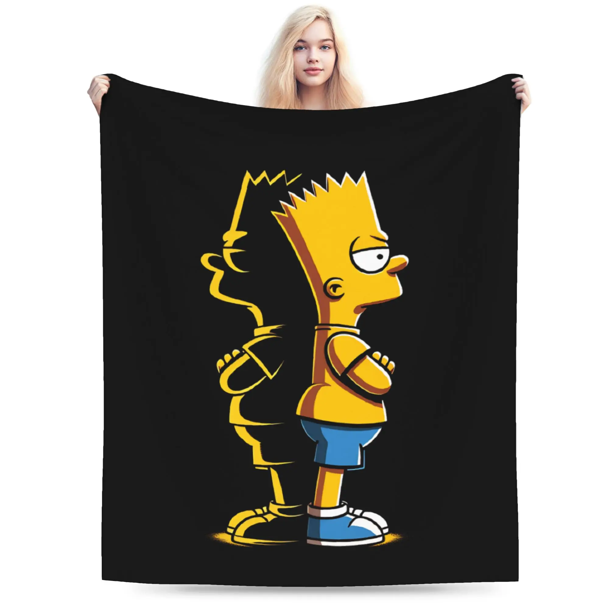 Bart S-Simpsons Character Blanket Girl  Flannel Throw Blanket For Chair Sofa Bed Super Soft Design Quality Bedspread Gift