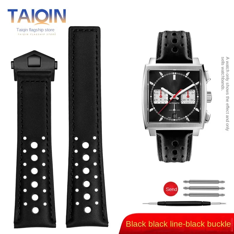 泰琴 Für TAG Heuer Monaco Armband CAW211M 211P CAW211R 211T atmungsaktive 22mm Echtes Leder band herren Folding schnalle handgelenk gurt 10