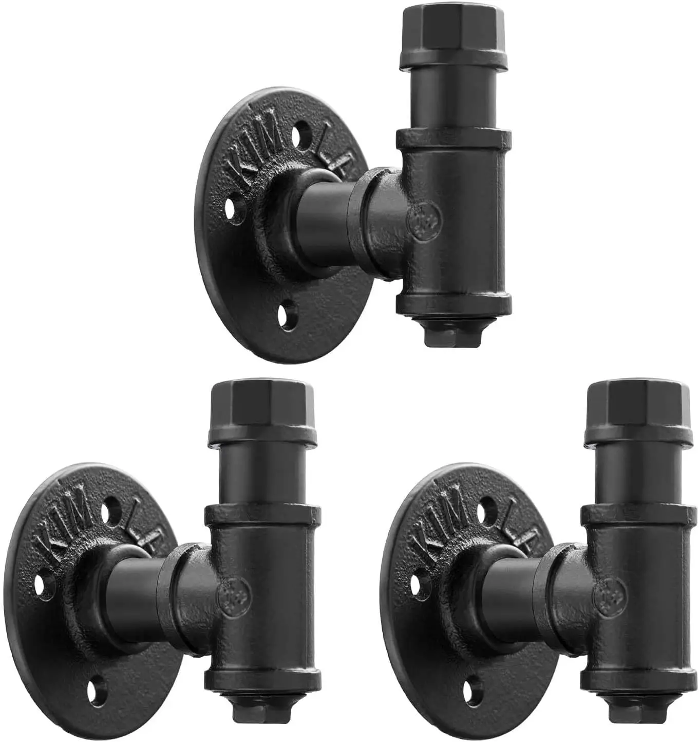 

3 Pack Rustic Industrial Iron Pipe Coat Towel Holder Wall Hook, Matte Black Vintage Heavy Duty Farmhouse with Hardware