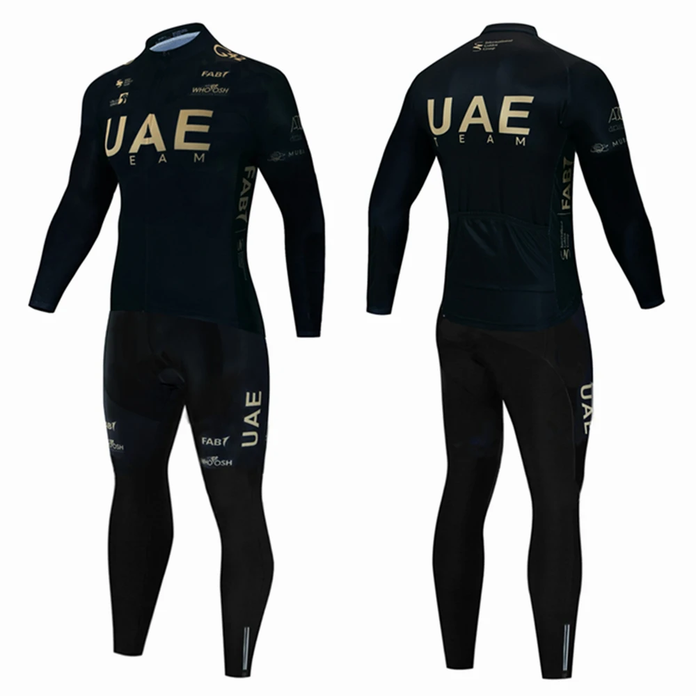 2024 UAE Winter Thermal Fleece Cycling Jersey Set Men Mtb Clothing Man Uniform Bicycle Clothes Complete Tricuta Bib Maillot Set