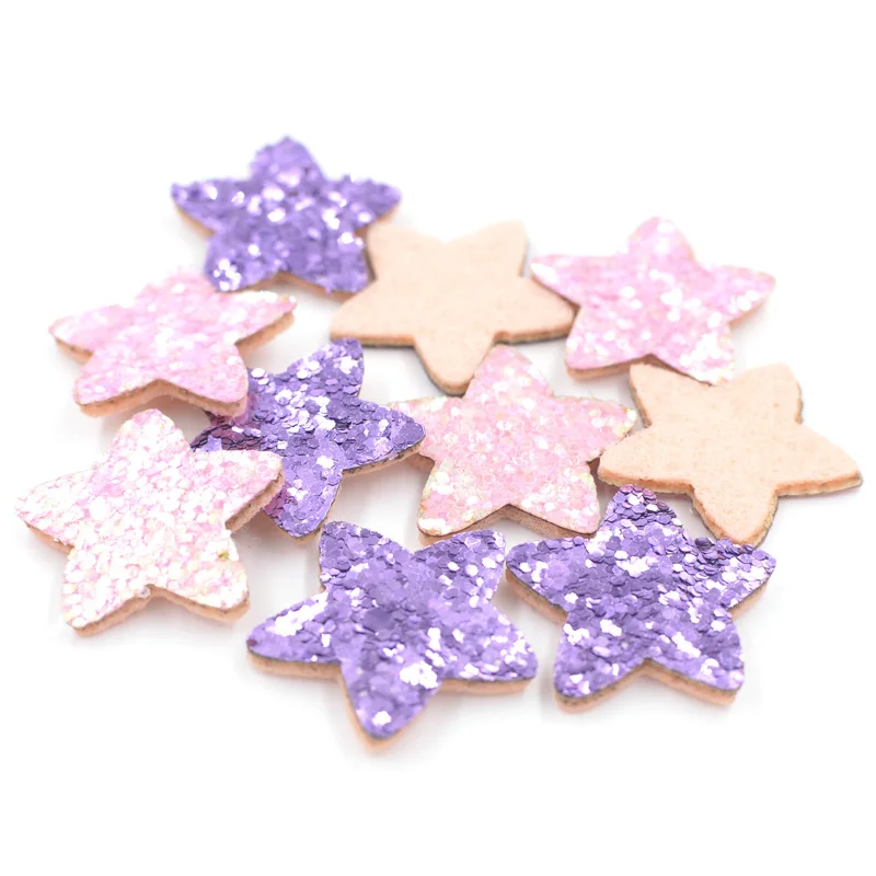 40Pcs Glitter Leather Padded Patches Star Shape Applique for Craft/Clothes/Hairpin DIY Scrapbooking Accessories