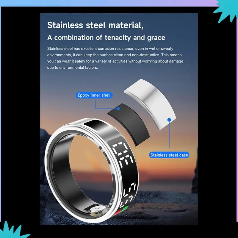 ABZW RS08 แหวนสมาร์ท Heart Rate Health Monitor 5ATM กันน้ําโหมดกีฬาหลายเลือดออกซิเจน Tracker พร้อมช่องชาร์จ 12