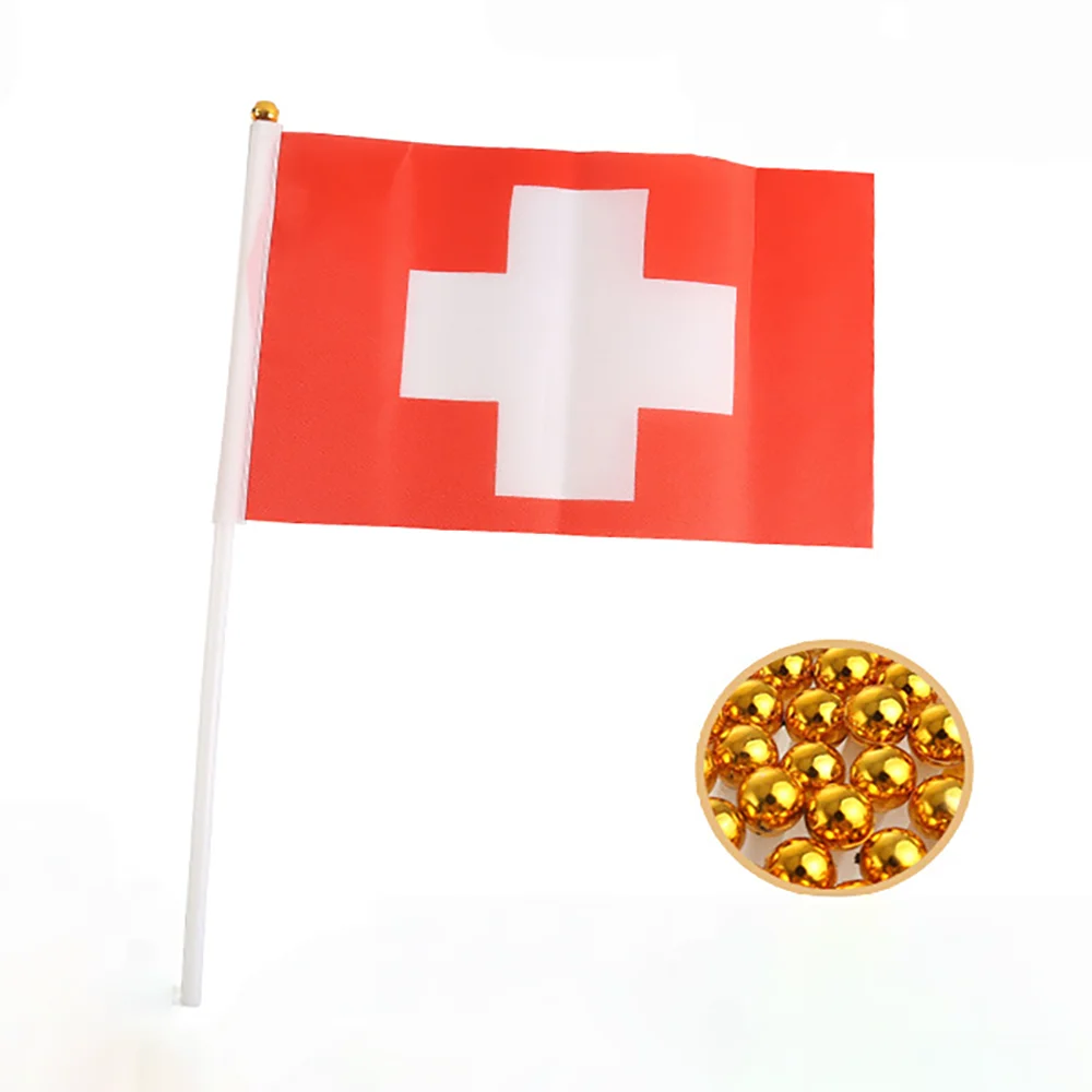 EOODLOVE 10/20/50 pieces 14 * 21cm Swiss hand-held plastic stick flag Outdoor celebration event Swiss small flag