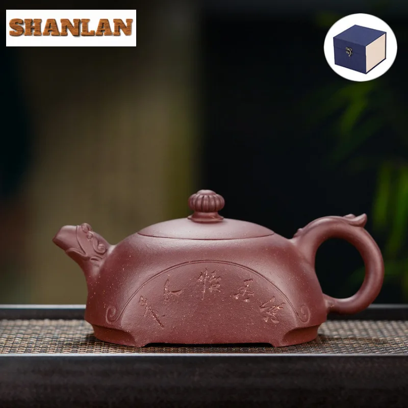 

420ml Exquisite Yixing Purple Clay Teapot Handmade half moon Pot Raw Ore Zhu Mud Tea Soaking Kettle Zisha Tea Set Craft Supplies