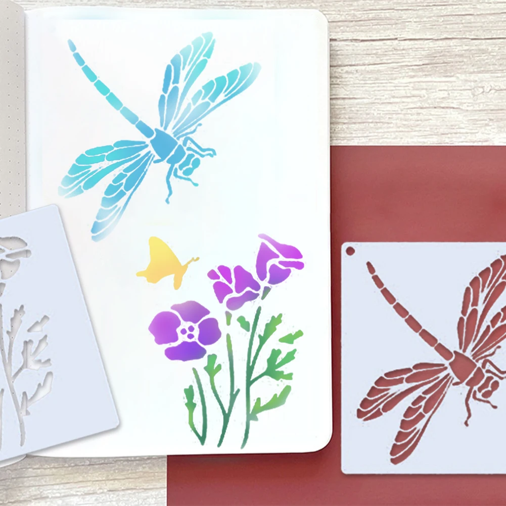 20แผ่นลายฉลุผ้าใบดอกไม้ผึ้งการตกแต่งบ้านพับได้ใบผีเสื้อสำหรับวาดภาพนกบนแผ่นไม้ฟิลด์ต้นไม้ไดอารี่