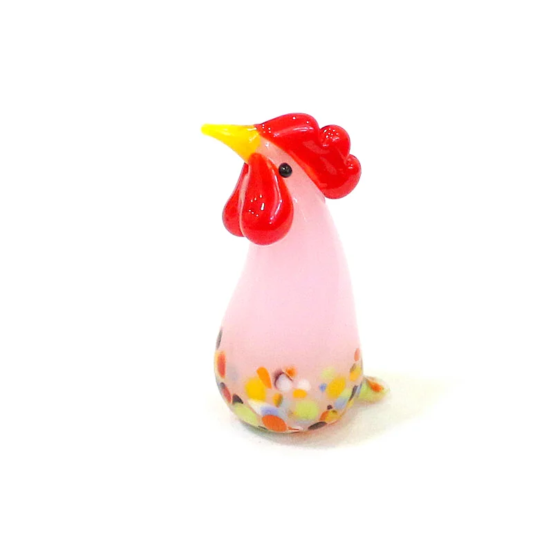 Easter Decor Mini Glass Chicken Figurine Cute Rooster Cock Ornament Home Fairy Garden Micro Landscape Bonsai Decoration Supplies