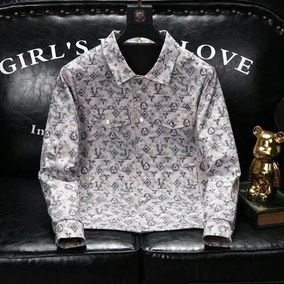 

Мужское пальто, новая корейская версия, модная тонкая куртка с лацканами, модный топ с деловым принтом