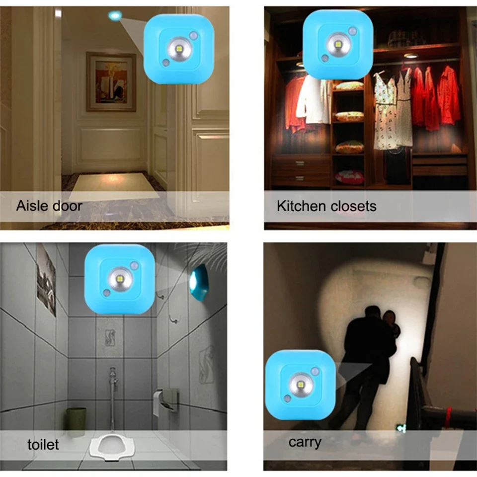 モーションセンサーナイトライトランプワイヤレスledライトバッテリ駆動pir赤外線壁ランプキャビネットクローゼットライトトイレ