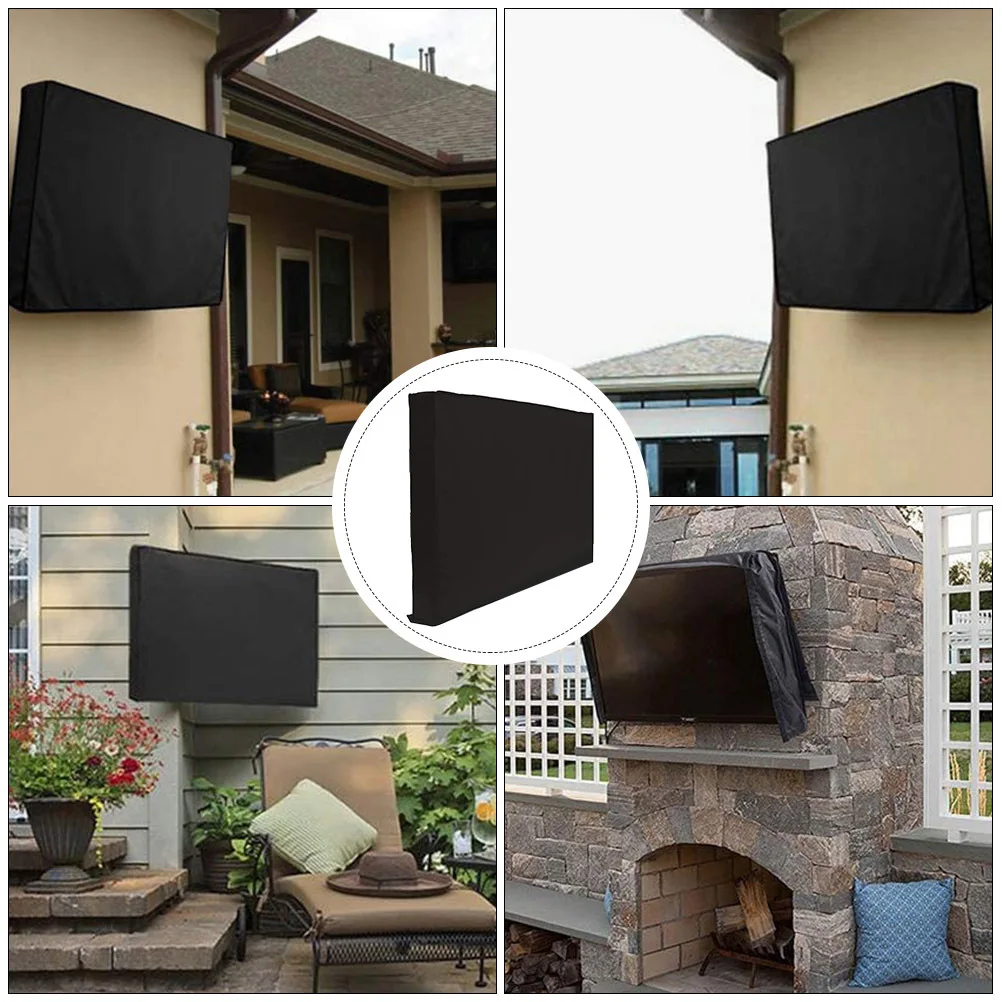 Rain Waterproof Cover Weatherproof Protector for Flat Dustproof Black Screen Outdoor