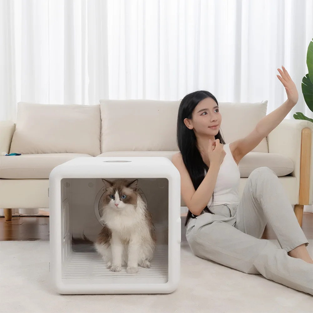 Double sterilization intelligent drying box for cat bathing, hair blowing and drying