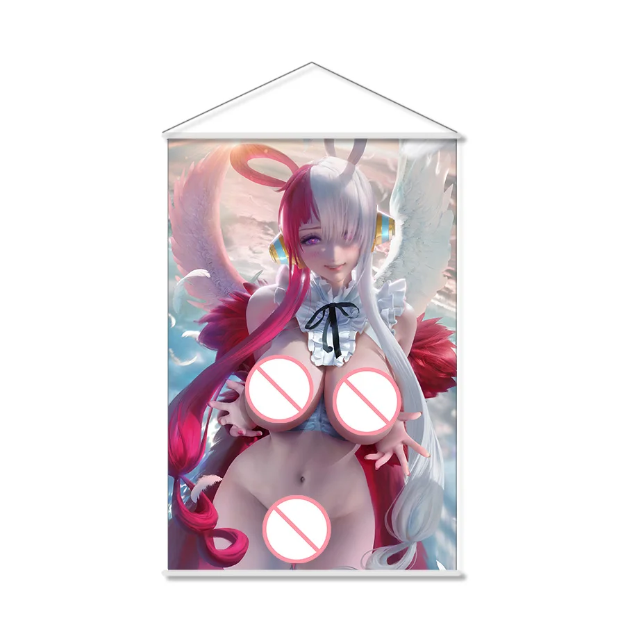 Geji Uta de pelo rojo Sexy, póster colgante de desplazamiento de pared de Anime de una pieza, pintura de decoración del hogar