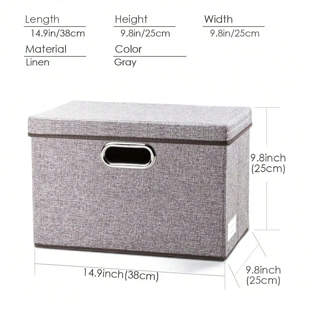 

Storage Boxes With Lids 3Pack Linen Fabric Collapsible Storage Bins Organizer Containers Baskets Cube With Cover For Home Bedro