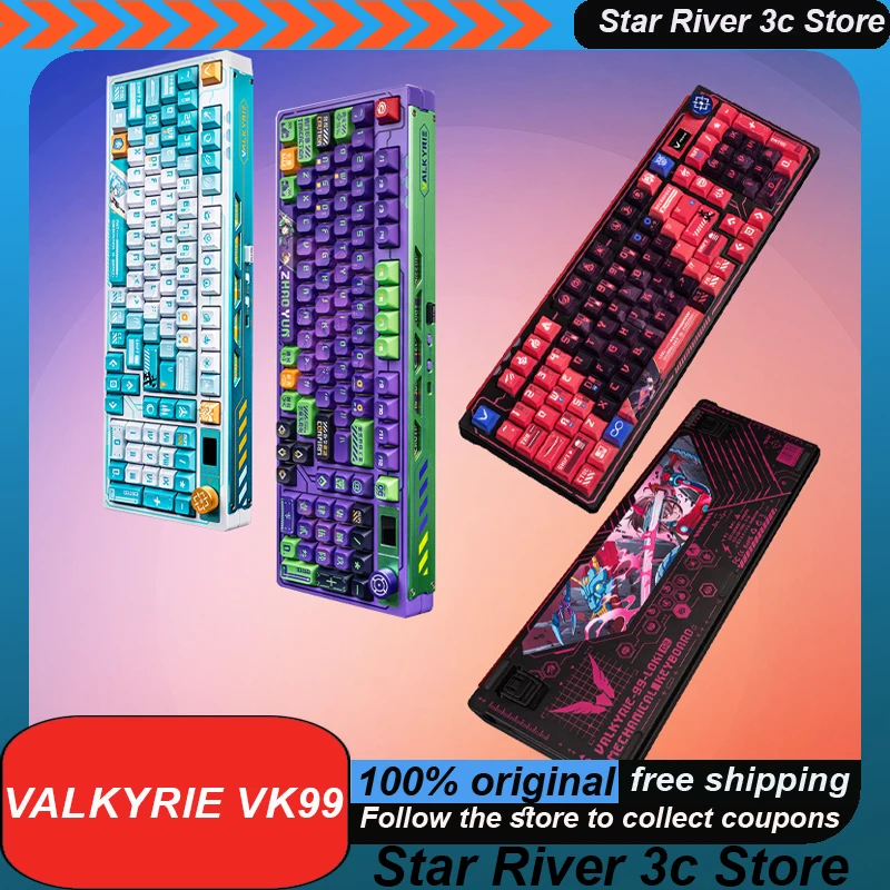 

Valkyrie Vk99 Mechanical Keyboards Wireless 3mode Tft Color Screen Metal Knob Hot Swap Rgb Laptop Customized Gaming Keyboard