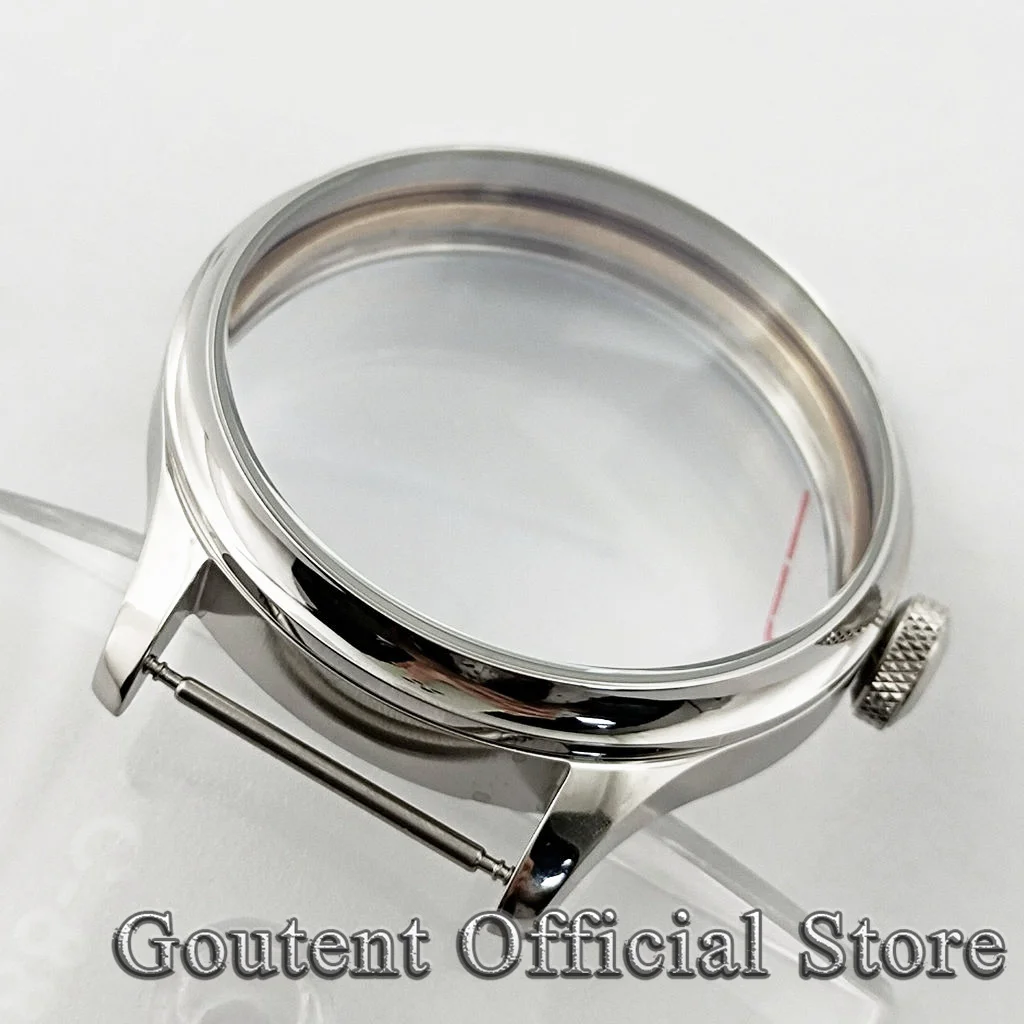 Goutent 44mm Silver Steel Watch Case Fit ETA 6497/6498 Seagull ST3600/3620 Movement Watch Accessories