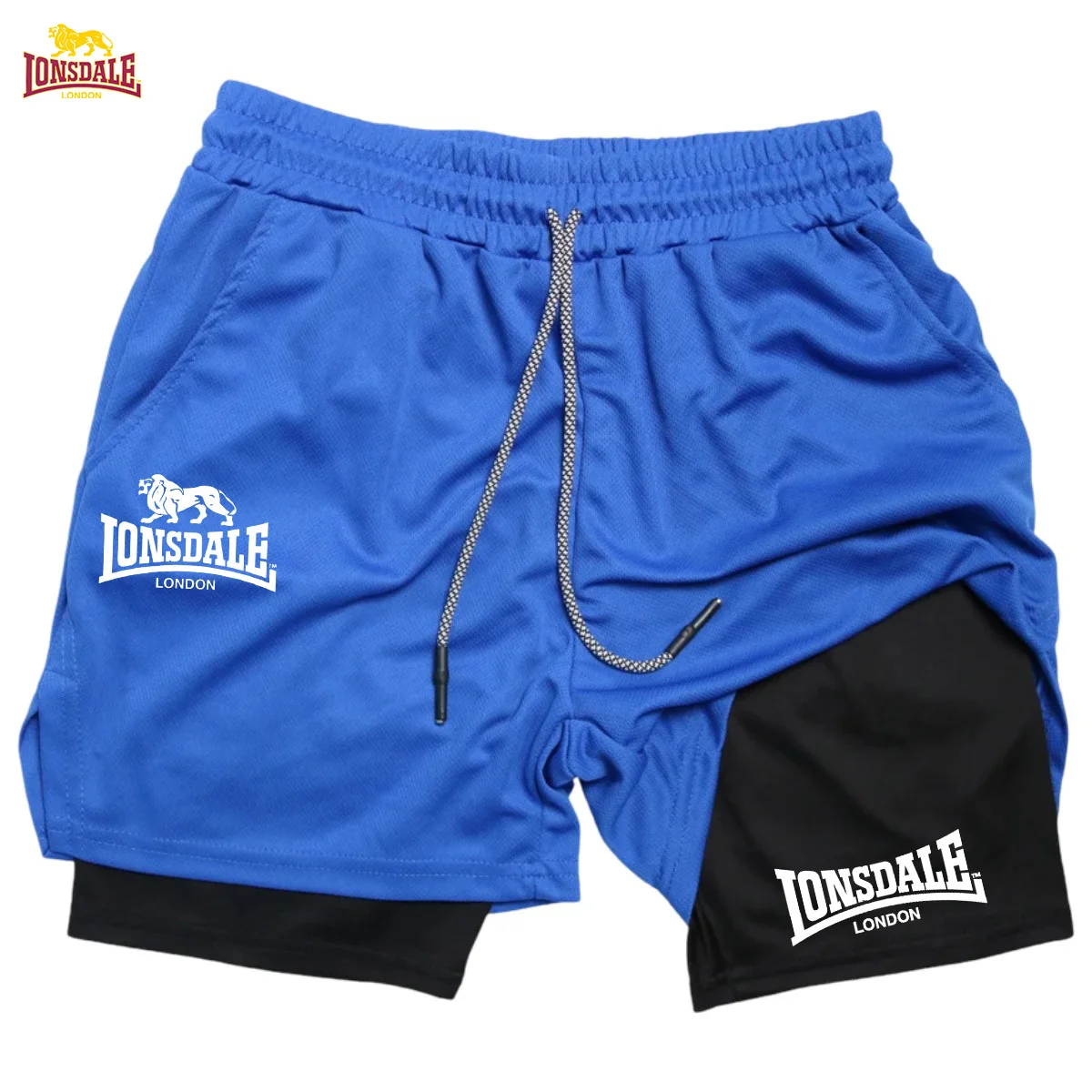 

LONSDALE Shorts Masculinos 2 em 1 para Corrida, Shorts Esportivos de Dupla Camada, Roupas de Ginástica, Calças Curtas para Trein