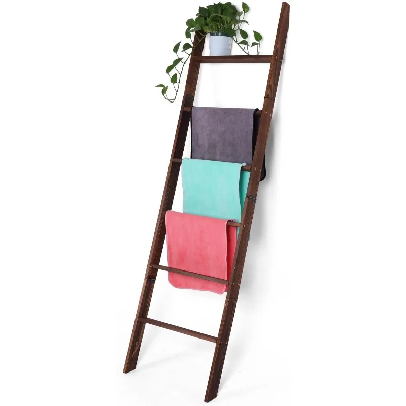 Blanket Ladder for Living Room and Bedroom,6-Tier Decorative Display Ladder Shelf,Ladder Rack for Storage