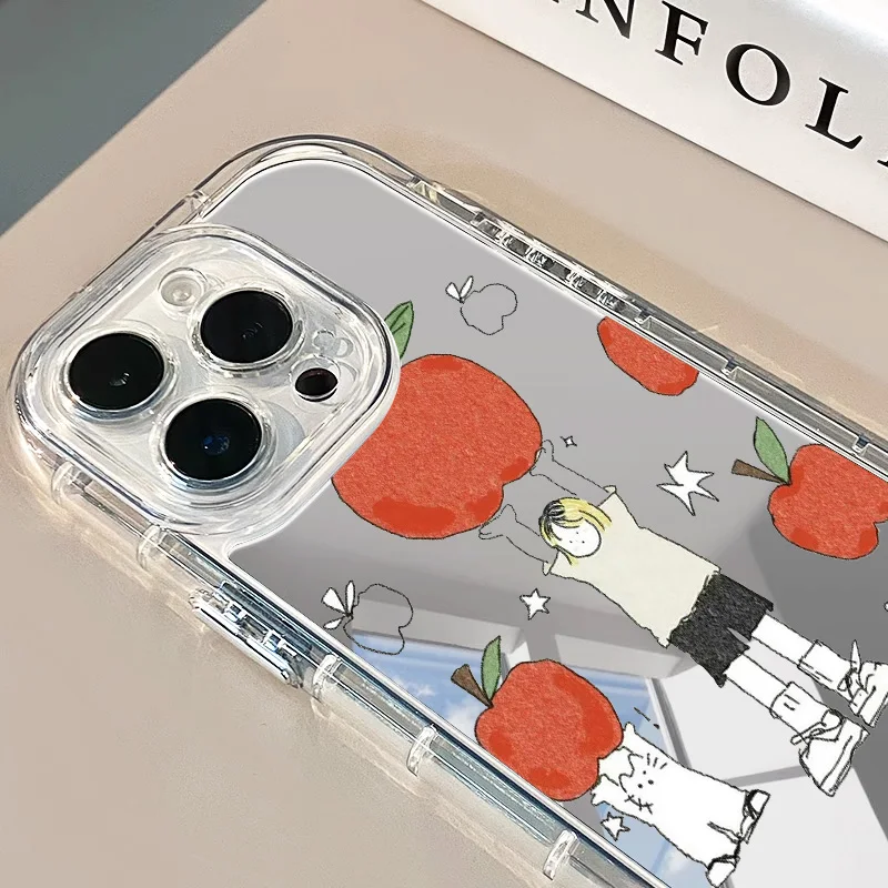 

INS корейский милый чехол для телефона Lift the apple Mirror для iPhone 17 Air 16 15 Pro Max 14 13 12 11 Plus Y2K Cover
