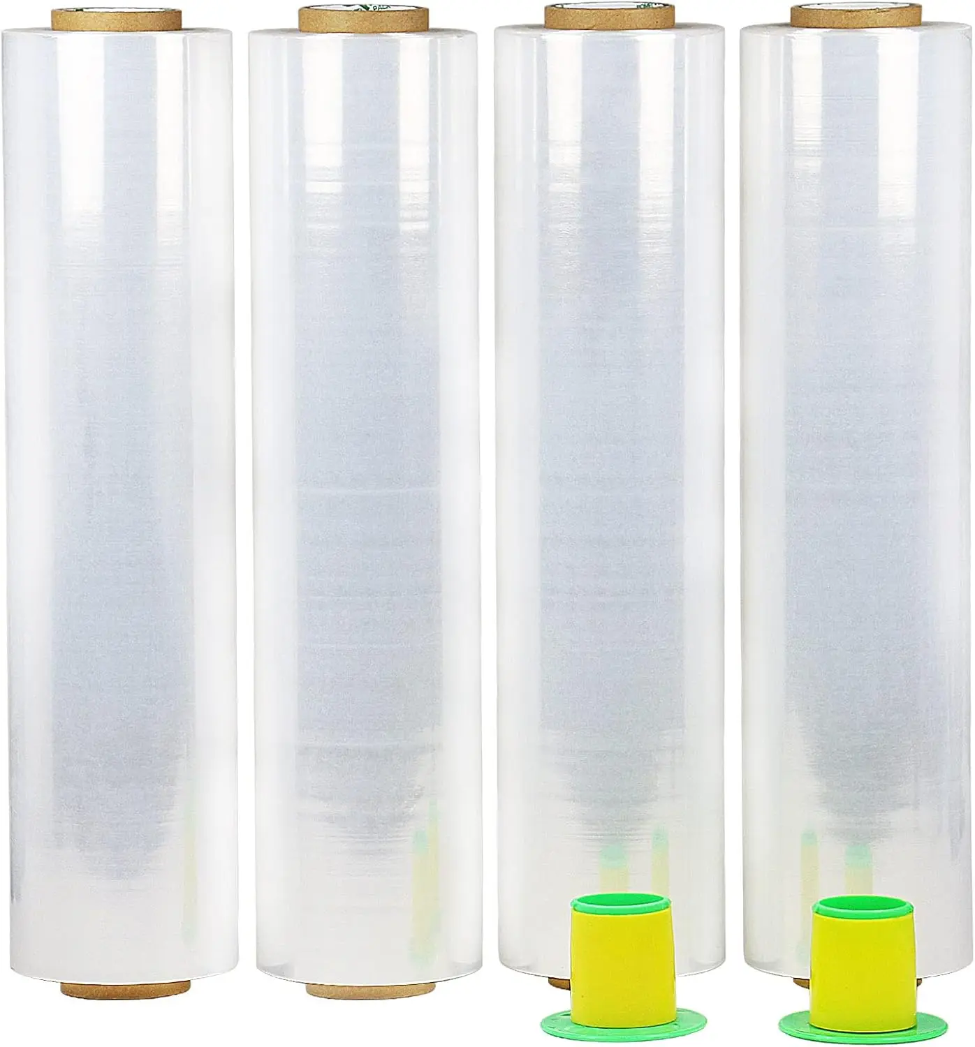 

Набор из 4 рулонов промышленной прозрачной стрейч-пленки с пластиковой ручкой, 18 футов (1200 футов), 72 гейдж, для обмотки паллет