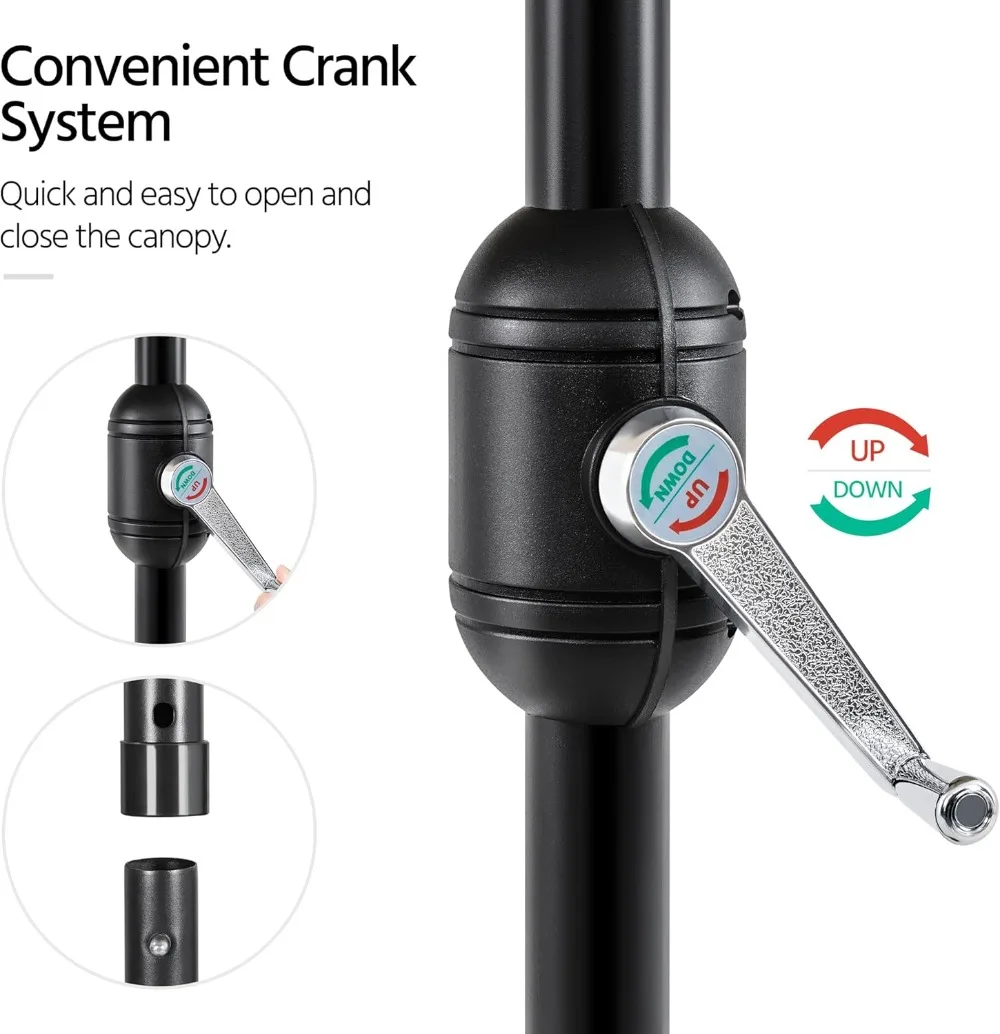 9FT Outdoor Patio Umbrella with Push Button Tilt & Crank, UV Protection Waterproof Sun Shade for Garden, Deck, Pool Backyard