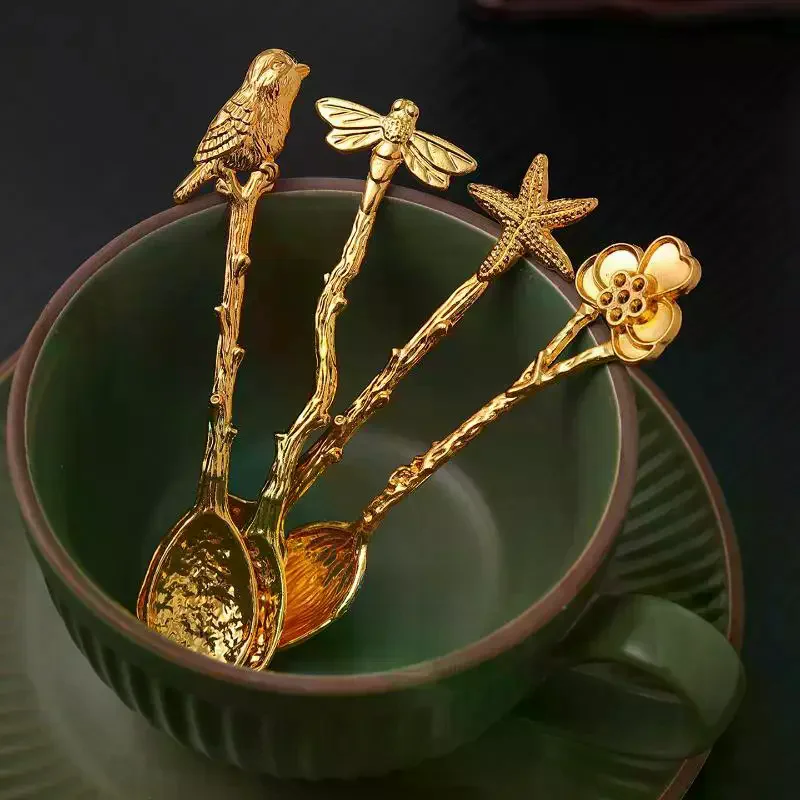 Retro Retro Metal Coffee Spoon Dragonfly Branches Leaves Shape Ice Cream Cake Dessert Milk Mixing Spoon Kitchen Gadgets Tableware - Aliexpress Deal