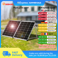 DOKIO 100W/160w/200w 18V Glass Folding Monocrystalline Waterproof Solar Panel with 12V Controller Kit from China