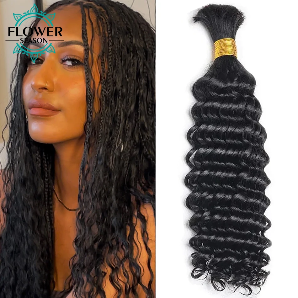 

Human Hair Bulk No Weft For Braiding Curly Deep Wave Full Ends Extensions Bulk Hair Bundles Wholesale For Boho Braids