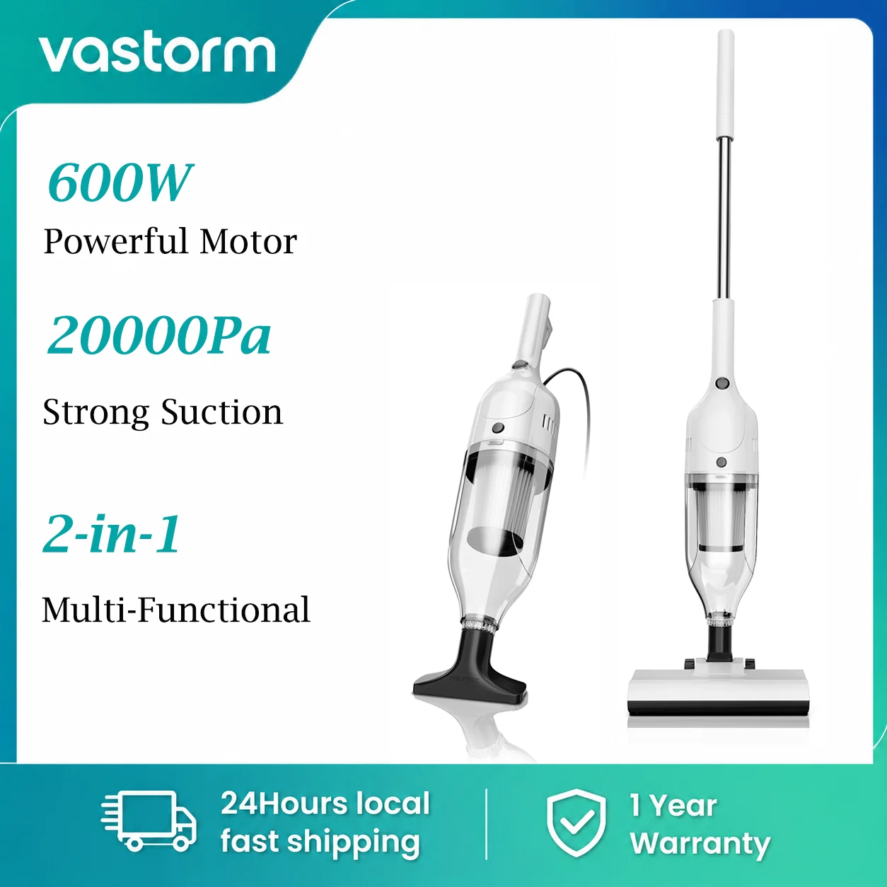 

Vastorm R7 Corded Vacuum Cleaner 600W 20Kpa Powerful Suction Household Handheld Stick Vacuum Portable 3 in 1 Lightweight Cleaner 5M Long Cable Bagless Upright Vacuum for Hardwood Floor Carpet Pet Hair Cleaning