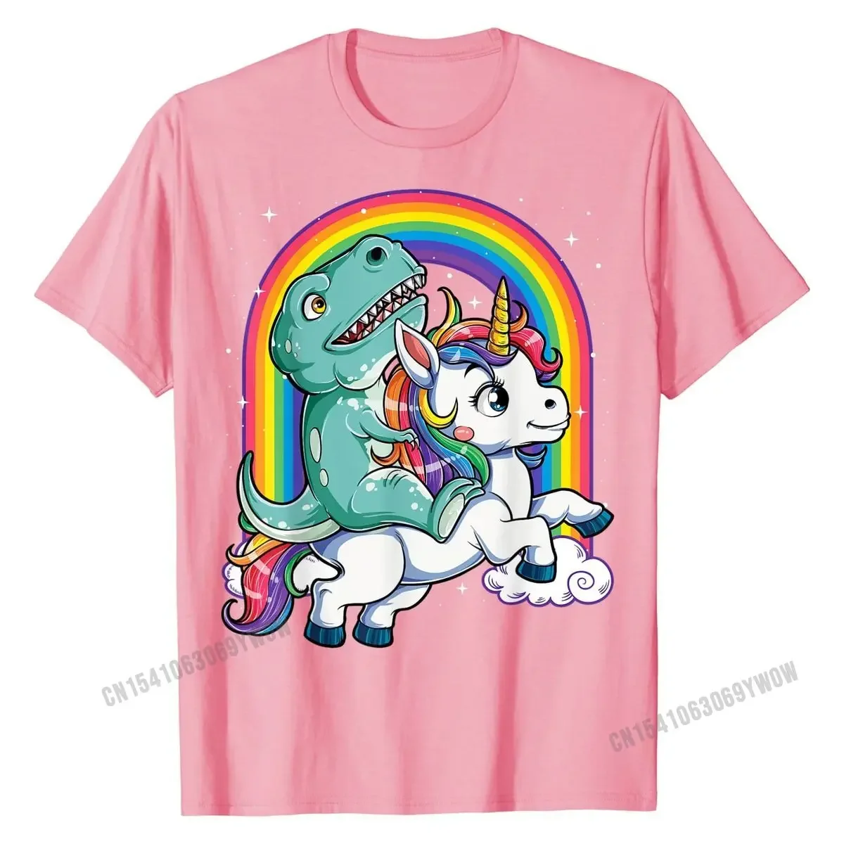 Dinosaur Riding Unicorn T Shirt Kids Men Rainbow Gifts T Rex Hip Hop Male T Shirt Street Tops Shirt Cotton Design