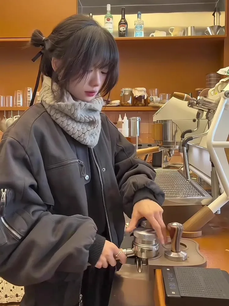 

American Retro Flight Jaet Cotton Workwear Men's Thi Waed Canvas ort Wide Denim Cotton Coat Outerwear for Autumn Winter