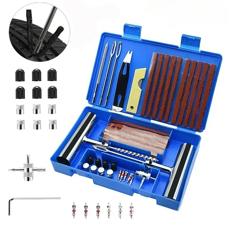 

33/58pcs Auto Tire Repair Set Puncture Repair Tools Car Van Motorcycle Bike Emergency Heavy Duty Tubeless Tire Repair Rivet Set