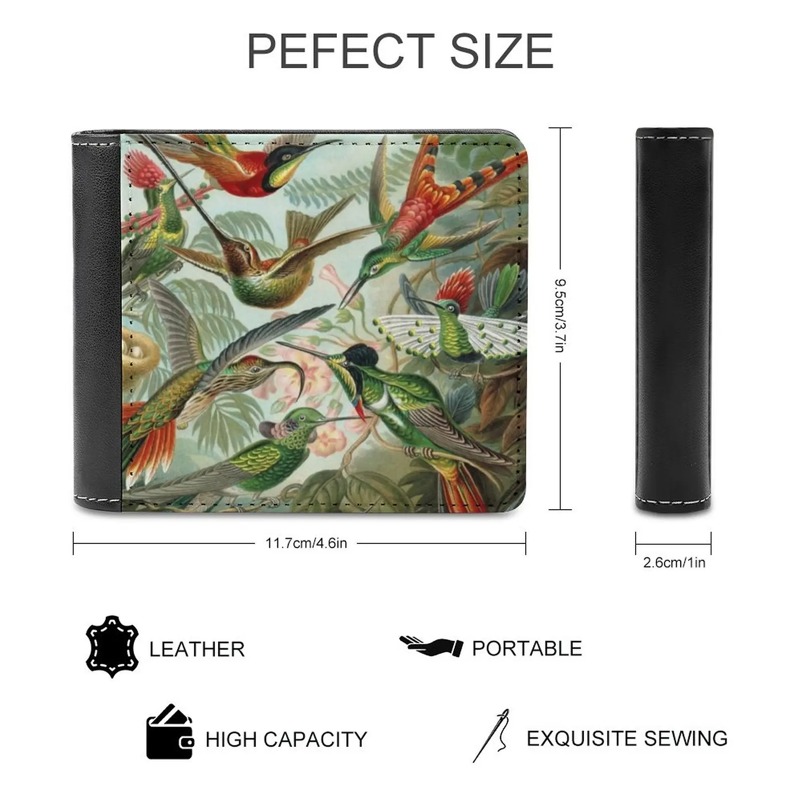 Hummingbirds New Men Wallets Pu Leather Men Purse High Quality Male Wallet Cool Funny Pretty Green Blue Animal Bird Nature