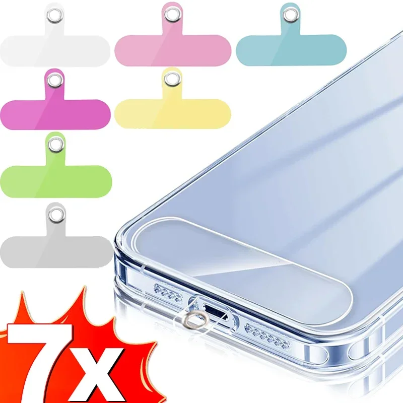 

Universal Transparent Replacement Phone Straps Patch with Metal Ring Cellphone Lanyards Tether Tabs Anti-lost Safety Gasket Card