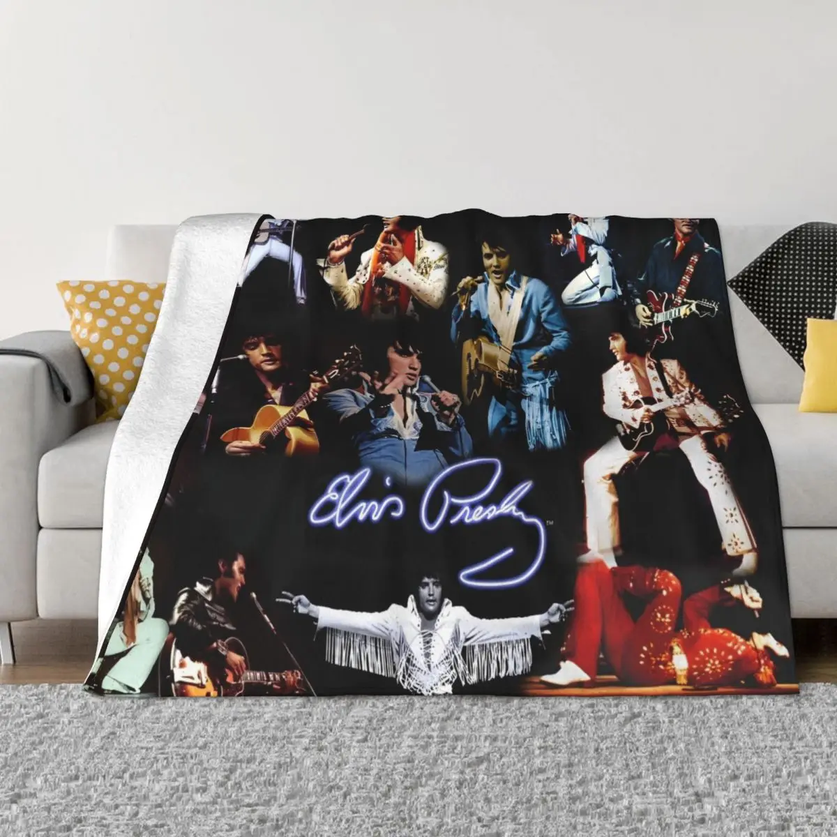 

E-Elvis Presley Singer Blanket Fleece Spring Autumn Multifunction Super Warm Throw Blanket for Bedding Bedroom Bedspread