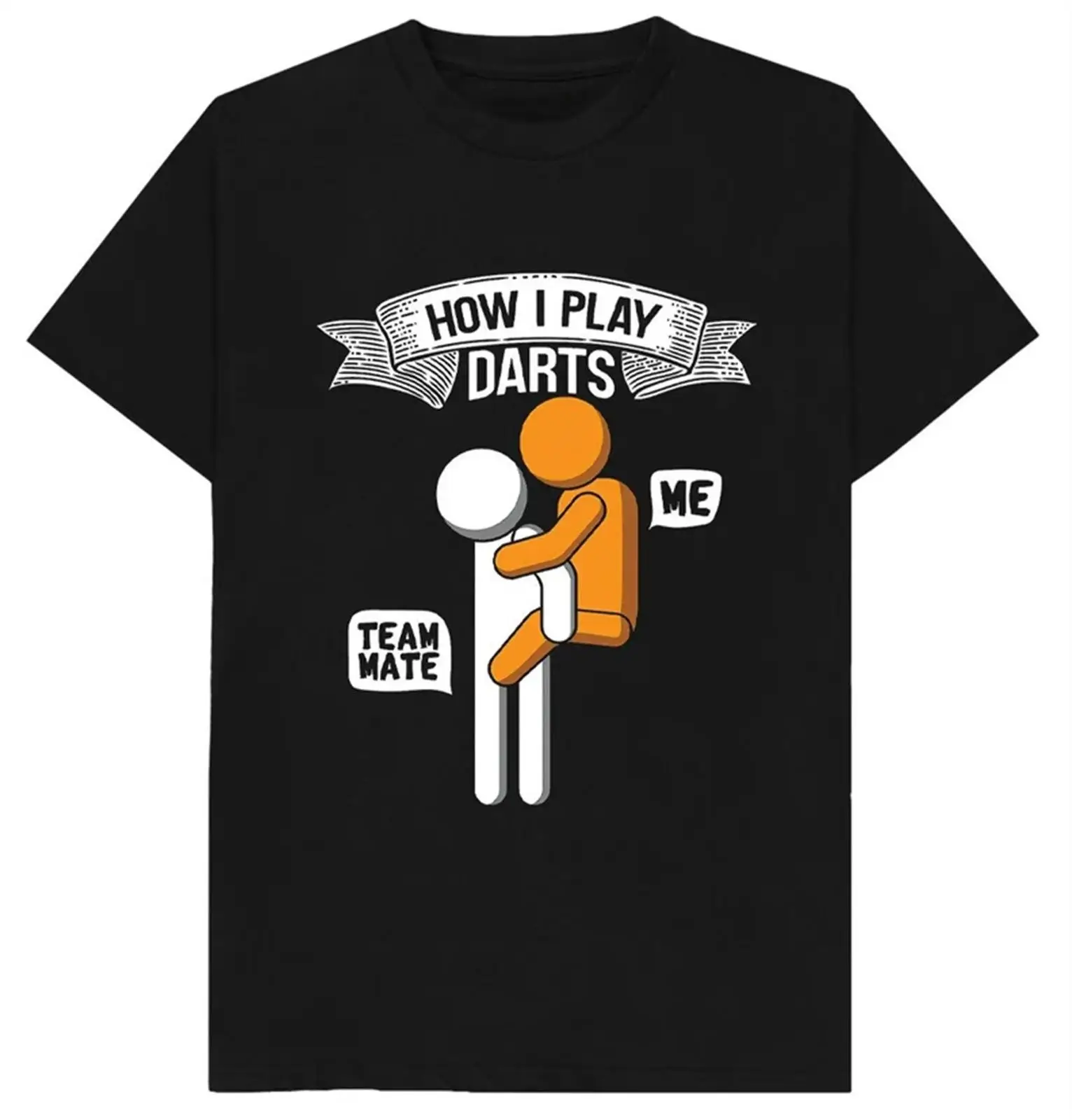 Black Funny Darts Print T-Shirt 