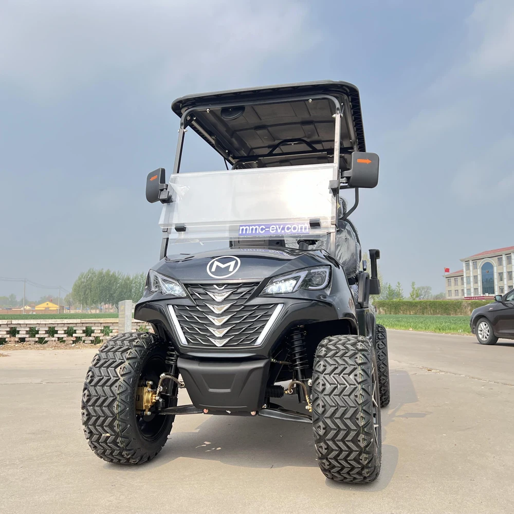 

MMC New 48V Electric Golf Carts 2 Person Seats Black off Road Golf Scooter 4 Wheel Lithium Battery 4 Seat Solar Golf Cart