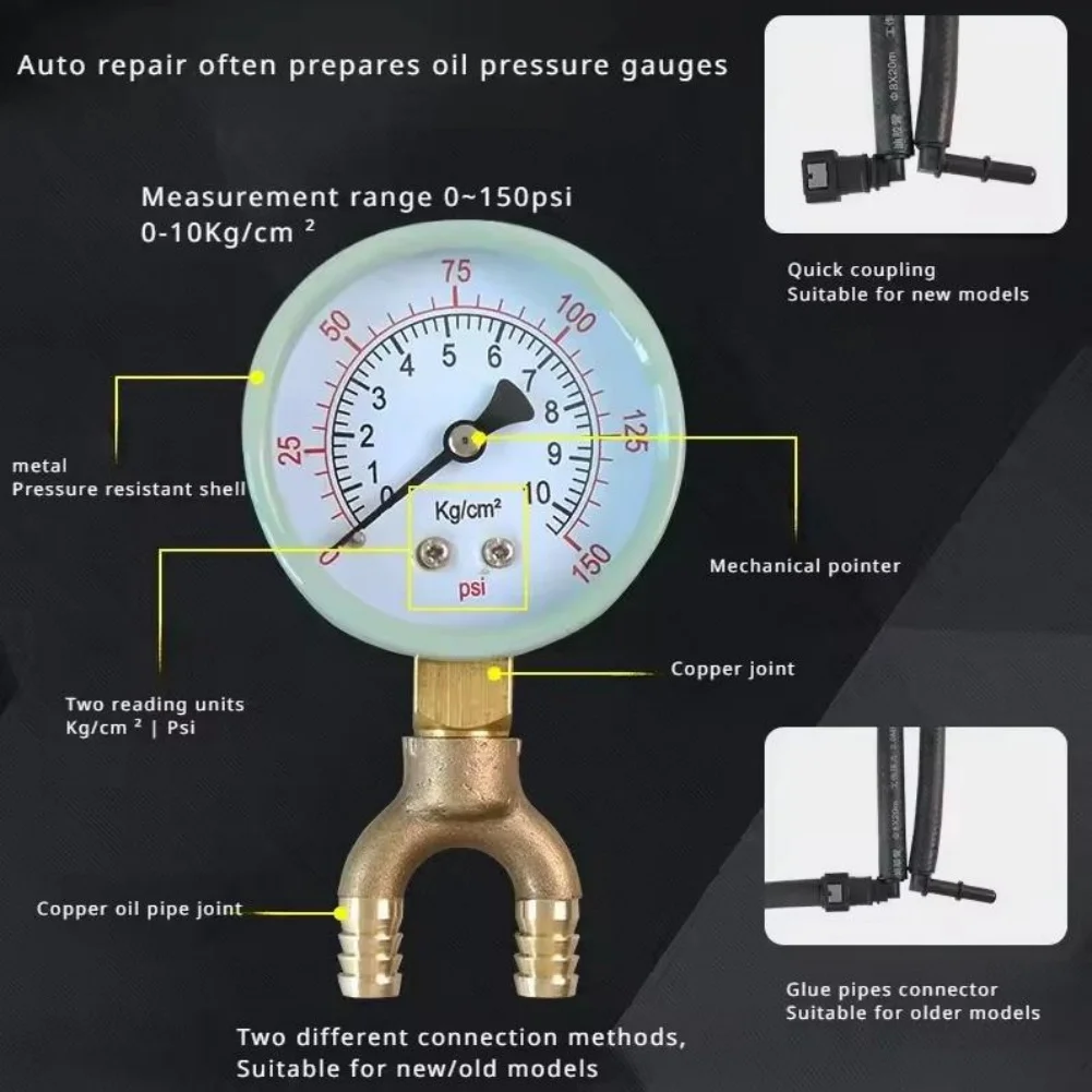 Pressure Testing Fuel Pressure Tester Mechanical Gauge Automotive Pressure Gauge Mechanical Gauge Dual Reading Units