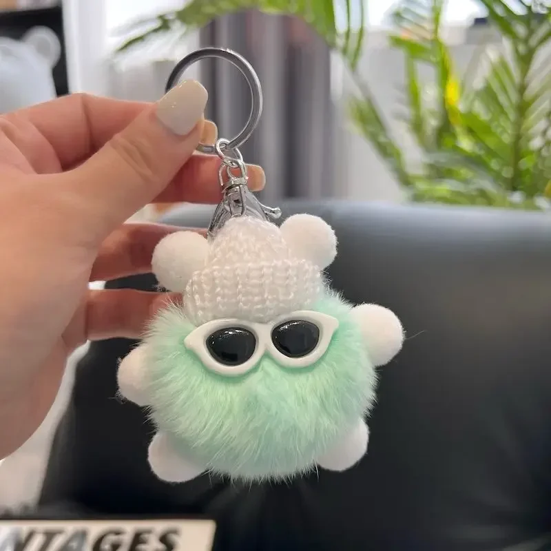 Cute Elfin Key Chains Furry Toy Sunglasses Elf Key Ring Accessories Children Funny Keychain Schoolbag Ornament