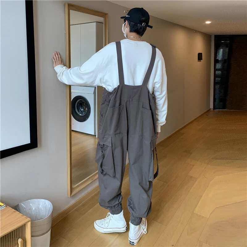 Pants Men Autumn Overalls Ins Teens Chic Japanese Style Handsome Leisure All-match Male Trouser Youth Fashion Pockets Simple New