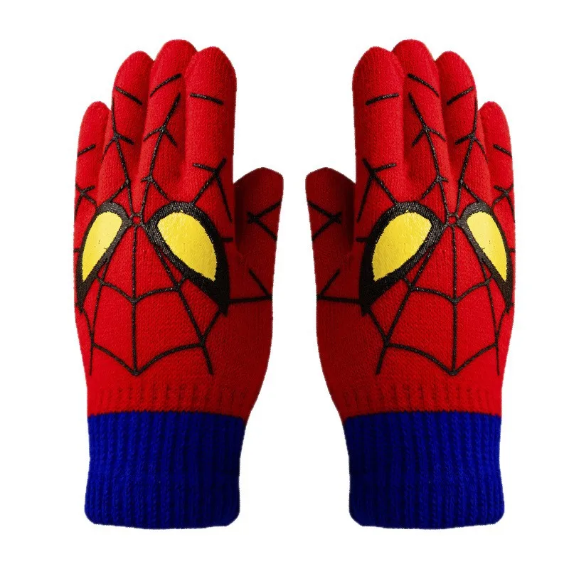 الأطفال الرجل العنكبوت قفازات الشتاء الدافئة سميكة قفازات ركوب الدراجات يندبروف الطقس البارد خمسة أصابع مع نمط الكرتون
