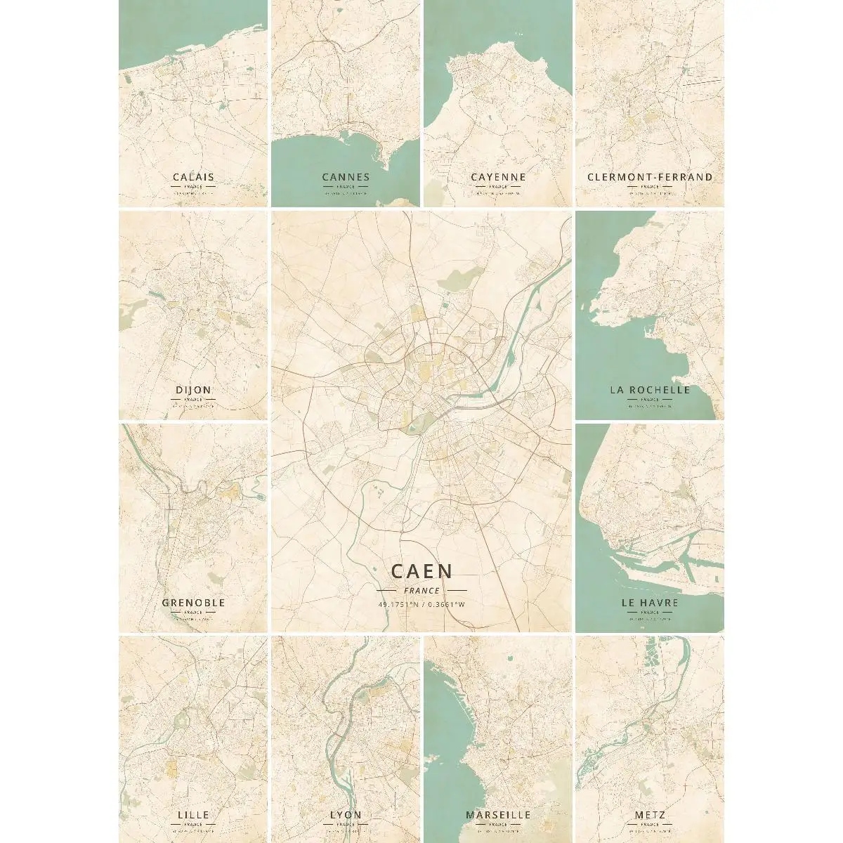 طباعة فنية جدارية مستوحاة من فرنسا للسفر للمنزل والمكتب ، ملصق خريطة فرنسا ، مجموعة خريطة الطبيعة ، خمر