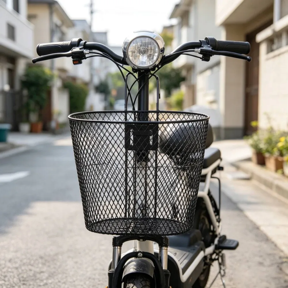 New Iron Bike Front Basket 32*25*25cm Black Handlebar Shopping Storage Basket Rear Hanging Basket