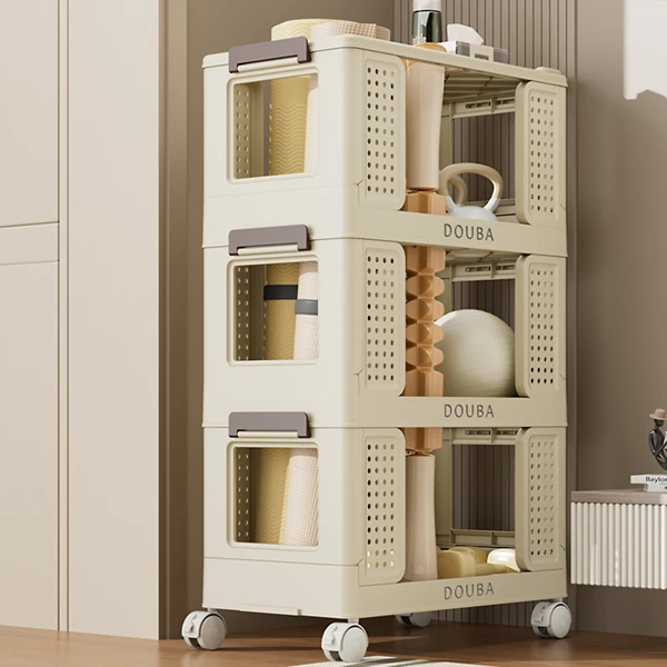 

3-Layer Kitchen Cart Multifunctional Practical Rolling Storage Organizer Mobile Shelf Unit Cart With Lockable Wheels Suitable