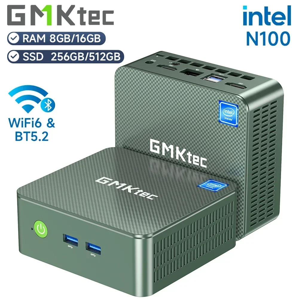 US/EU GMKtec G3 Mini PC Intel Alder Lake N100 Windows 11 Pro Mini PC 8/16GB DDR4 256/512GB PCIe M.2 SSD WiFi 6 BT5.2 Desktop Com