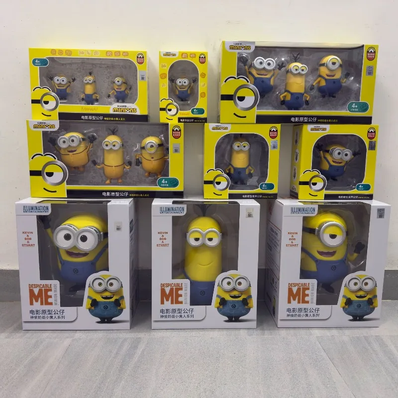 Official Minions With Box Figurines and Models for Desktop Decoration Birthday Gift