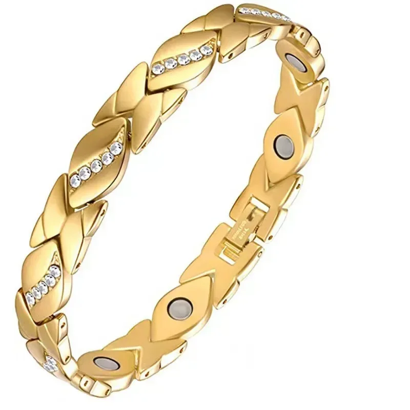 2024 New Fashion Leaves Studded Diamond Magnet Lozenge Alloy bracciale regolabile uomo donna regalo di laurea