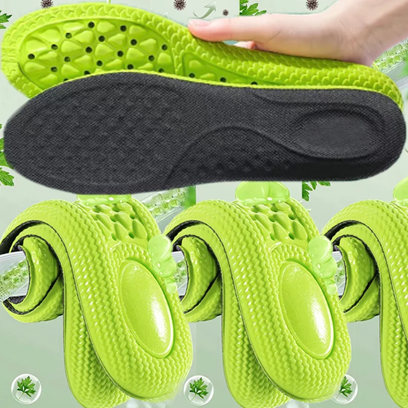 

EVA Wormwood Deodorizing Sports Insoles Breathable Shock-absorbing Anti Slip Fit To The Foot Shape Sport Shoe Pads for Unisex