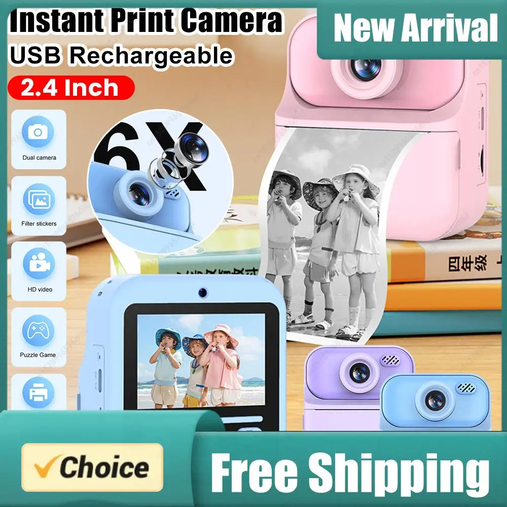 

Instant Print Camera Video Digital Camera 2.4 Inch Instant Photo Printing Camera Portable Digital Camera for Photography