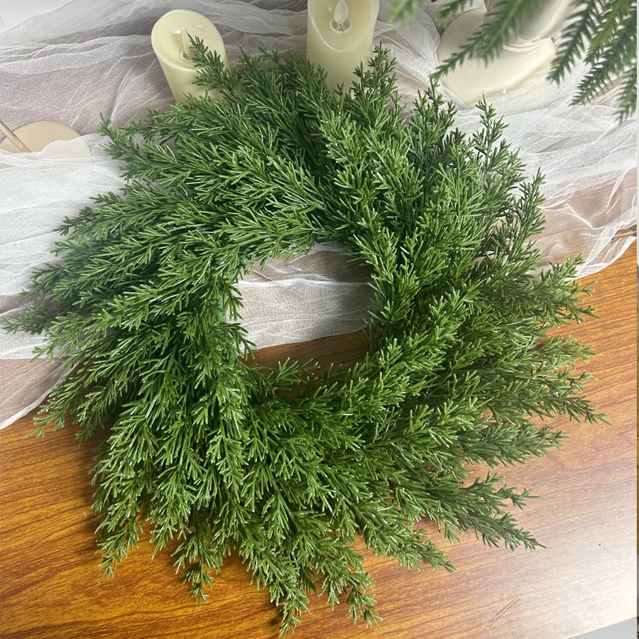 YeeNanee Handmade Christmas Cypress Wreath for Front Door 18inch Real Touch Artificial Cedar Wreath Christmas Home Outdoor Decor