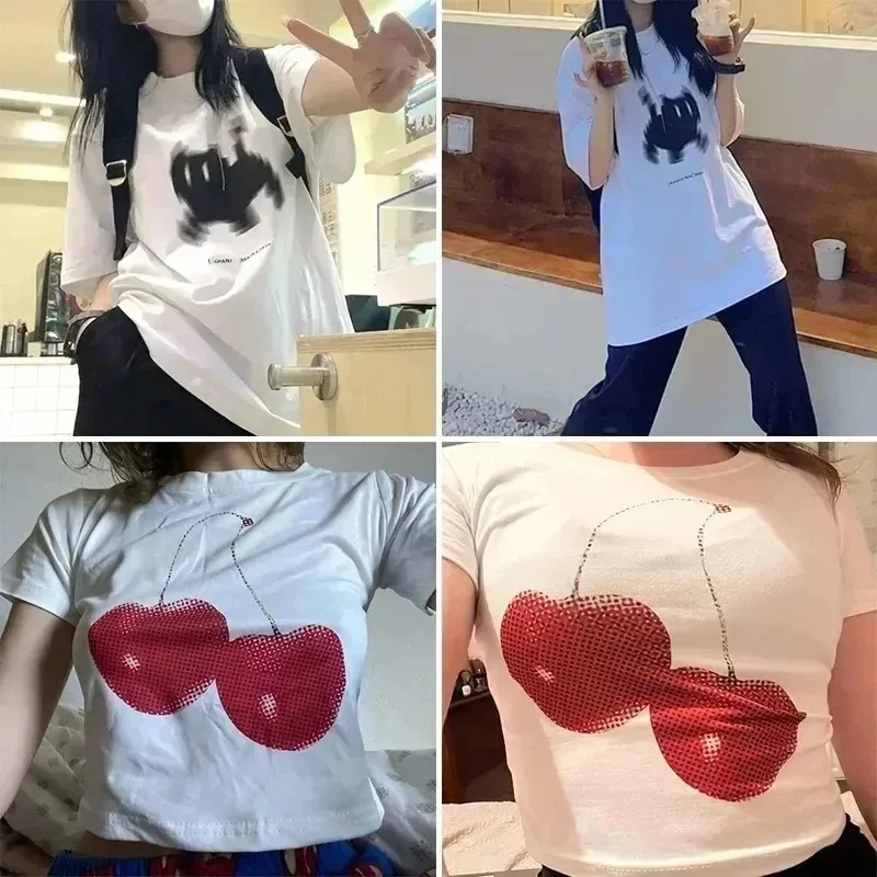 Maycaur-Camiseta de pata bonita para mujerTop con estampado de gato jugando al violín Harajuku Punkcamiseta de manga