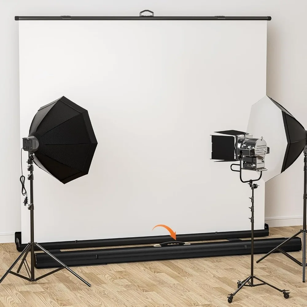 Outdoor Furniture Large Collapsible White Backdrop Screen 81.5x79 inch Portable Retractable Photo Background with Stand